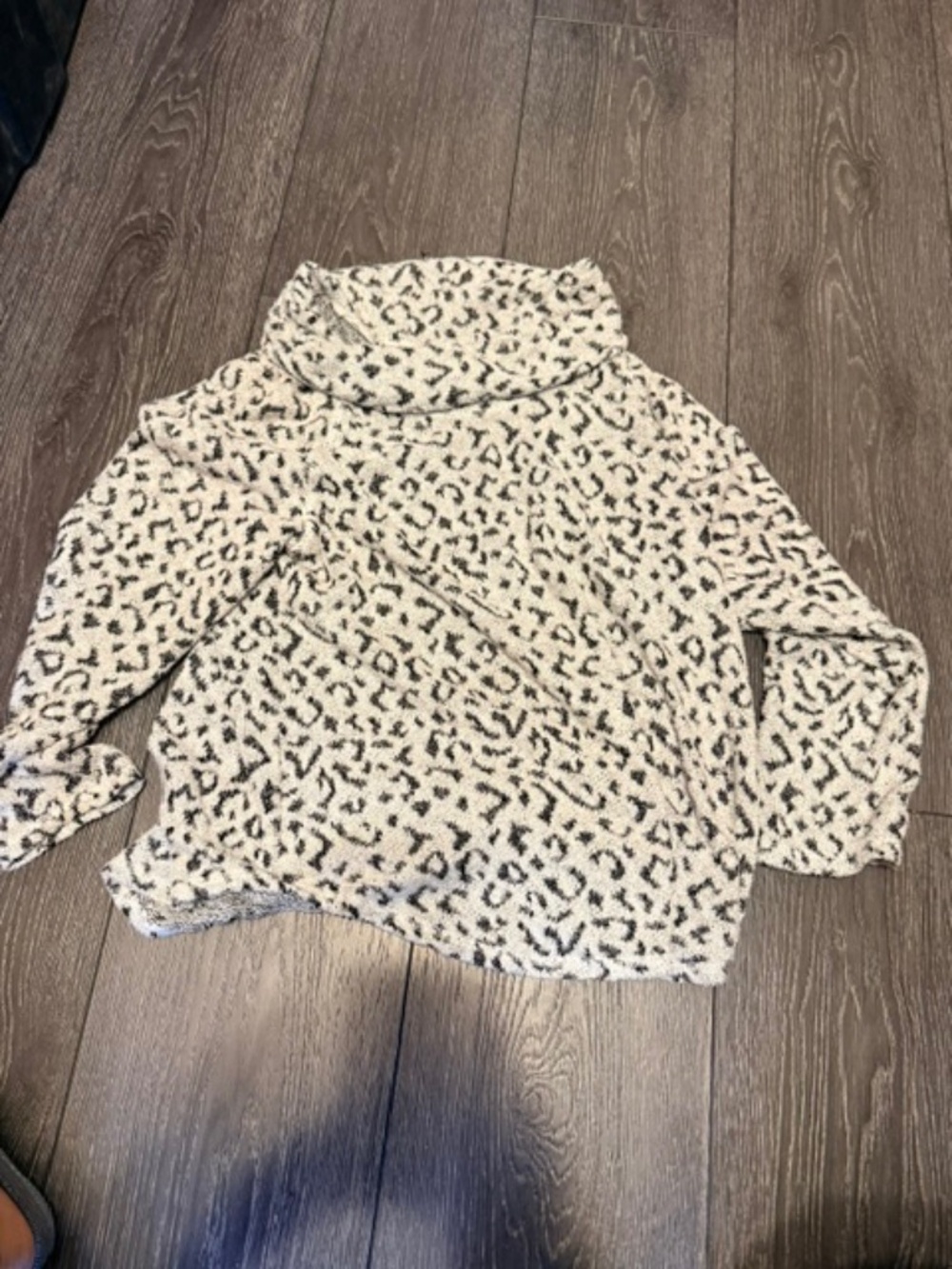 White Leopard print cowl neck sweater